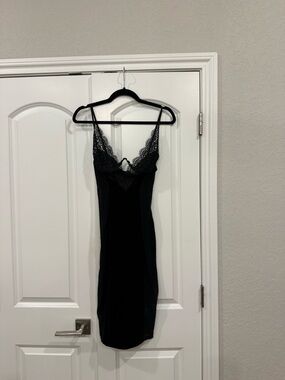 SWANK Black Lace Slip Mini Dress